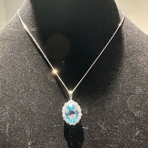 Beautiful Blue Topaz Sterling Silver Necklace